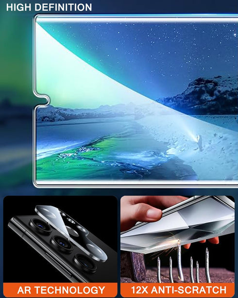 Samsung Galaxy S24 Ultra Privacy Screen Protector - Tempered Glass with Camera Lens Protector, Anti-Spy, Fingerprint