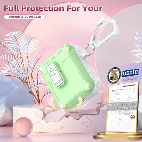 R-fun Charging Case Cover for AirPods 2nd Gen 2019, 1st Gen 2016, Full Drop Protection with Cleaner Kit & Keychain