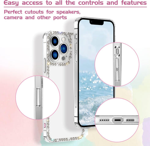 Cute Bling Diamond Rhinestone Clear Case for iPhone 11, Luxury Fashion Protective 3D Phone Case for Girls & Women