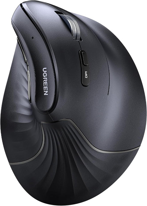 UGREEN Vertical Mouse Wireless, Bluetooth 5.0+2.4G Ergonomic Mouse, 5 Buttons, 1000/1600/2000/4000 DPI, Black