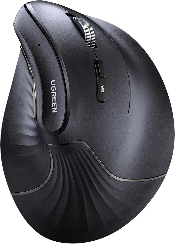 UGREEN Vertical Mouse Wireless, Bluetooth 5.0+2.4G Ergonomic Mouse, 5 Buttons, 1000/1600/2000/4000 DPI, Black