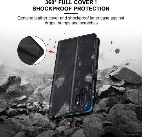 Flip Wallet Case for Samsung Galaxy Note 10 Plus, Leather Magnetic Folio Cover with Card Holder, Kickstand - TPU