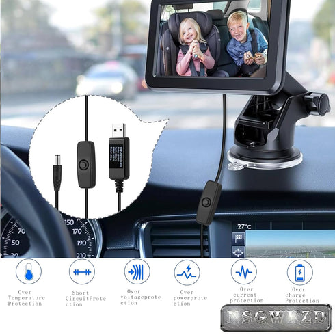 5V 12V 5.5mm 2.5mm 2.1mm USB to DC Voltage Step Up Converter Boost Cable for Powering Baby Car Camera, Dash Cam, GPS