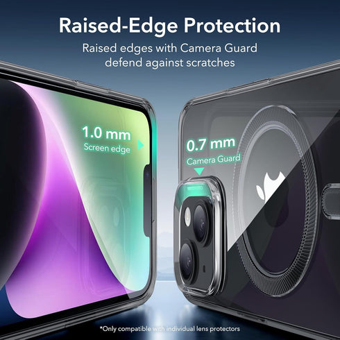 ESR iPhone 14 Case & iPhone 13 Case, Clear Black, Military-Grade Protection, MagSafe Compatible, Zero Series, Resists