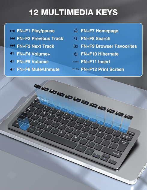 TECKNET Wireless Keyboard and Mouse Combo, Mini Cordless Computer Set, 2.4GHz, Silent Adjustable 1600 DPI, Quiet Click
