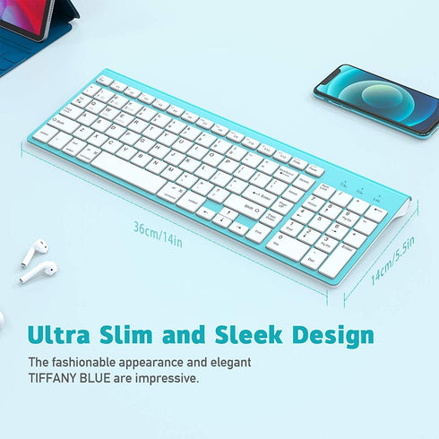 J JOYACCESS Bluetooth Wireless Keyboard, Mac Compatible Multi Device Wireless Keyboard for Laptop, Android, Windows,