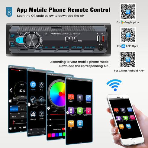 SIXWIN Single Din Car Stereo with Bluetooth 5.0, Hands Free Calling, FM Radio, USB AUX Port, Remote Control
