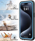 for iPhone 15 Pro Case Waterproof 6.1'', Full Protective Dustproof Shockproof Phone Case with Screen Protector (Blue)