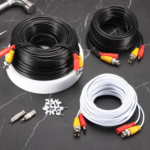 Cable,3m/10ft Cord,4 Set MECCANIXITY BNC Video Power All-in-One Security Camera Wire Cord DC Extension Wire for CCTV