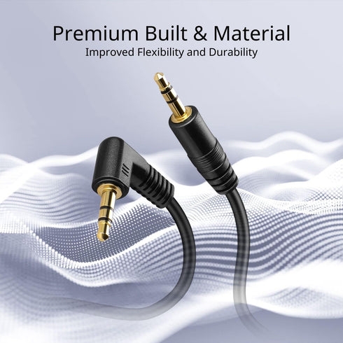 TNP Audio Cable 3.5mm Right Angle (15FT) Male to Male, Gold Plated AUX Adapter for Bose Sony Headphones, iPhone, iPod