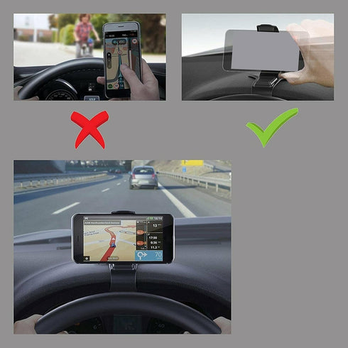Dashboard Phone Mount Clamp, Universal POM and Silicone Non Skid Car Phone Stand for 3-6.5in