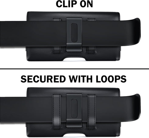 Holster for iPhone 15 Pro Max, 14 Plus, 13 Max, 12 Max, 11 Max, Xs Max, Leather Cell Phone Belt Holder