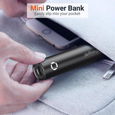 EnergyQC Fast Charging Portable Charger 5000mAh, External Battery Power Bank for iPhone, Samsung Galaxy, More