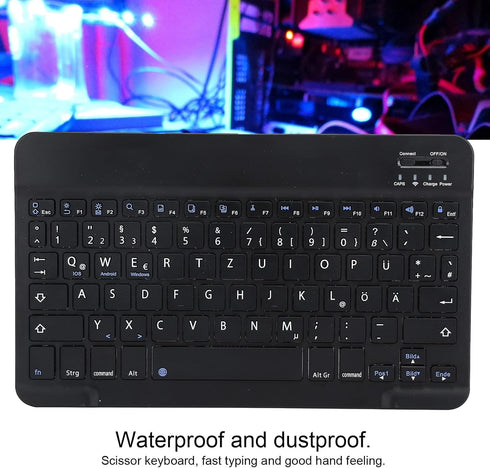 PUSOKEI German Layout 10Inch USB Computer Keyboard for Laptops and PCs (Black)