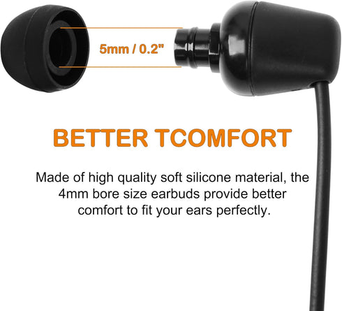 uxcell 50 Pcs Black Soft Silicone Earbud Tips, 10x8mm, 5mm Inner Hole, Compatible with Most In-Ear Headsets.