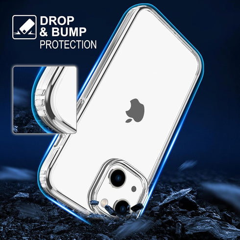 TENOC Phone Case Compatible with iPhone 15, Non-Yellowing Clear Protective Bumper Hard Back Cover for 6.1 Inch