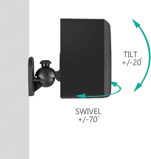 WALI Speaker Wall Mounts, Bookshelf Speaker Wall Mount Brackets, Surround Sound Speaker Mounts, 5 Pack, Black