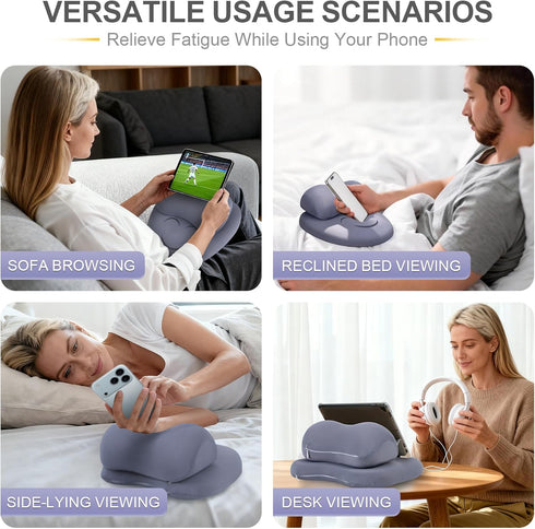 Packaging Phone Stand Pillow, Soft Memory Foam Cell Phone Holder for Bed, Couch & Home, Hand Rest Pillow for Gaming