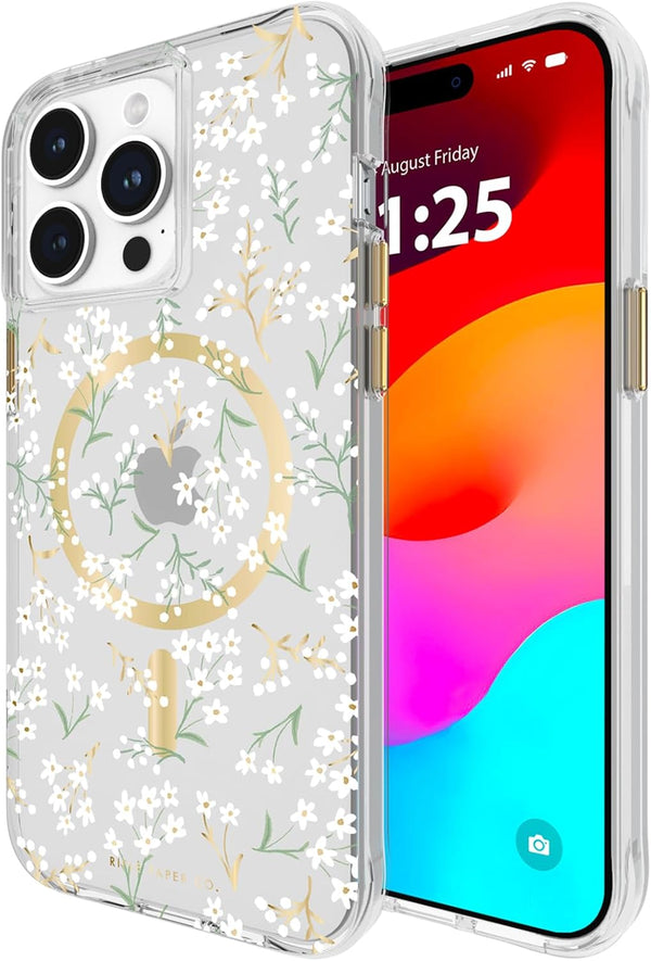 Rifle Paper Co. iPhone 15 Pro Max Case, Cute Floral Pattern, Compatible with MagSafe, 12ft Drop Protection