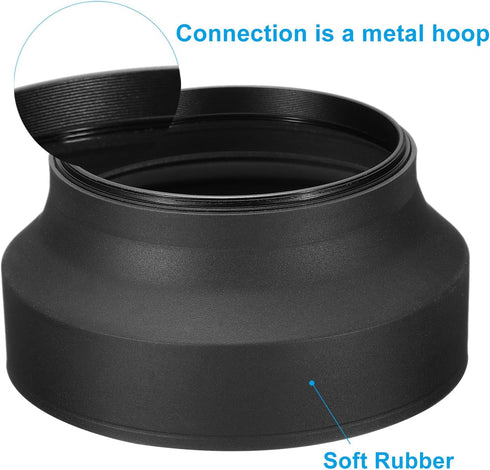 82mm PATIKIL Camera Lens Hood, Rubber Collapsible Lens Protector Anti-Reflection Blocks Excess Sunlight Enhance Camera