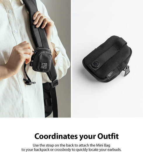 Ringke Mini Pouch Block, Mini Bag for Universal Wireless Ear Buds, Durable Waterproof Keychain Accessories Small Pouch