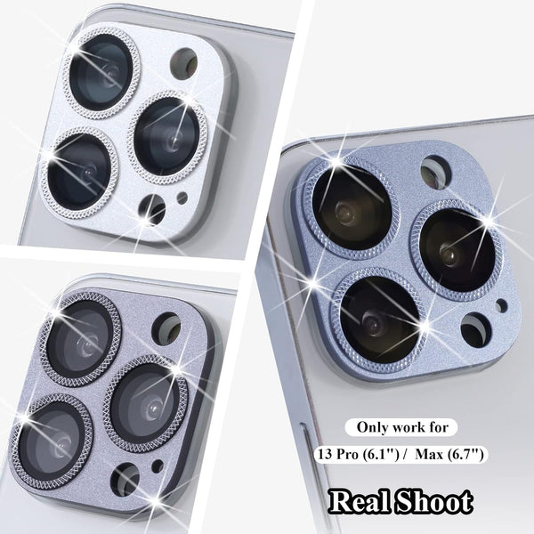 2 Pack 13 10 Camera Lens Protector Compatible for iPhone Pro/Max, Aluminum Alloy Metal & H Tempered Glass