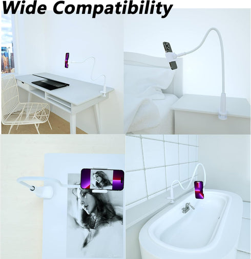MAGIPEA Cell Phone Clip Bed Stand Holder, Flexible Long Arm Gooseneck Bracket Mount Clamp for Desk, Compatible with
