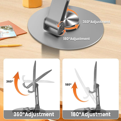 2PCS Cell Phone Stand, Multi-Angle Adjustable 360° Rotation, Non-Slip Metal Stand for iPhone & Android Smartphone