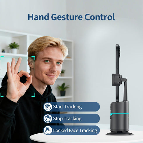 TOALLIN 360 Auto Face Tracking Phone Holder Tripod, Smart Shooting Gimbal with Remote, Rotation Phone Camera Stand