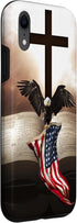 iPhone XR Pretty Christian Cross Bible A Bald Eagle Grip Case with American Flag