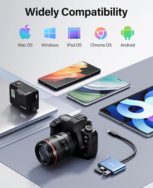 Hicober USB C to SD Card Reader, Micro SD Memory Card Reader, Type C Adapter for MacBook, Android, Windows