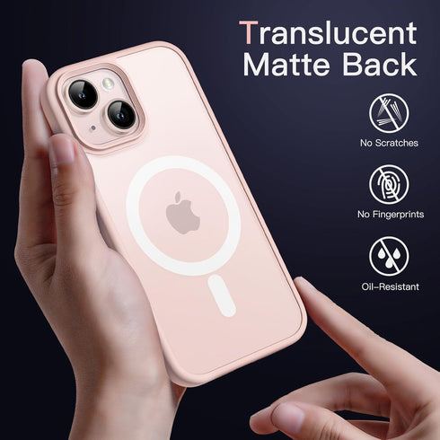 JETech iPhone 13 Mini Case, 5.4-Inch, Slim Shockproof, Translucent Matte Back, MagSafe Compatible (Chalk Pink)