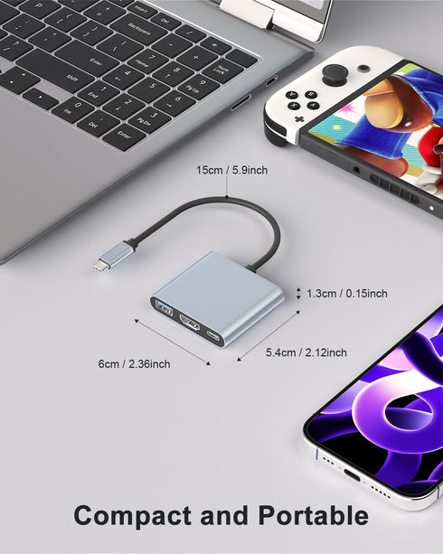 Gmeaou 15, USB C to HDMI Adapter for iPhone USB-C Digital AV Multiport, hdmi to USB c, Laptop Docking Station