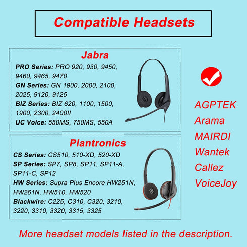 Ear Pads for Jabra Headset, Foam Ear Cushions Replacement Headphone Covers for Jabra PRO 920 930 9470 9400BS GN2000 Biz 1500 1900 2300 2400II Plantronics HW251N 510 520 Blackwire 3220 3320-10 Pack