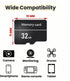 QUORVIXIA 32GB Memory Card, High Speed Data Transfer, for Security Cameras, Dash Cam, Phones, Gaming & Recording