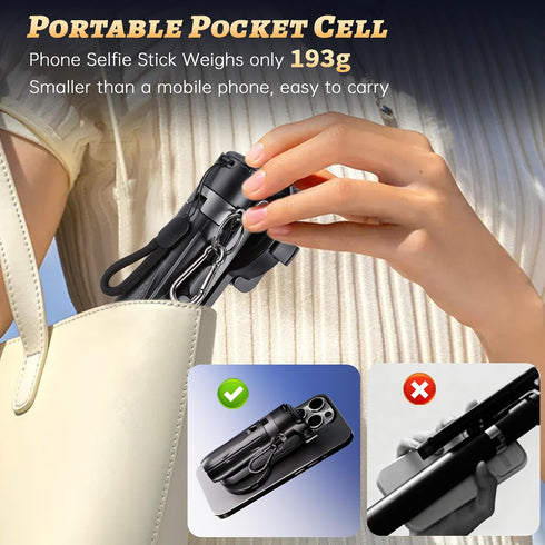 hotqueen 4 1 Magnetic Selfie Stick Tripod for iPhone with Light, in Portable Pocket Size Phone Tripod Stand for Magsafe