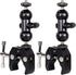 Cool Dual Ball Head Magic Arm Adapter Camera Clamp Mount with 1/4 and 3/8 Thread for DSLR, LED Light, 2 Pack