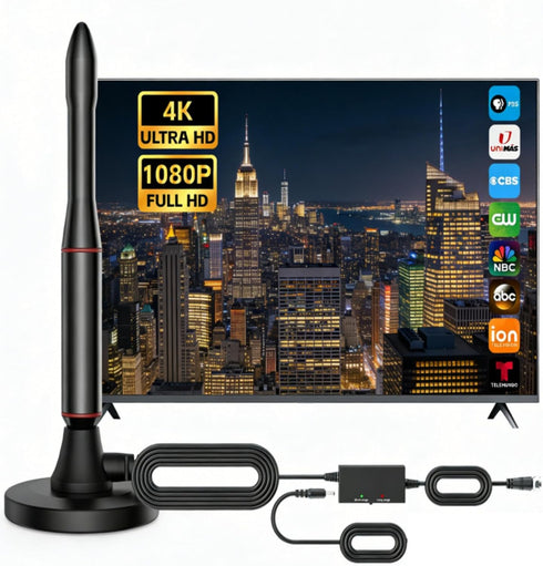 Generic Indoor Long Range TV Antenna, 360 Reception Digital Antenna for Smart TV,