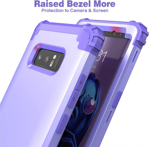 IDweel for Galaxy Note 8 Case, Purple for Women Girls, 3 in 1 Shockproof Slim Hybrid Heavy Duty Protection
