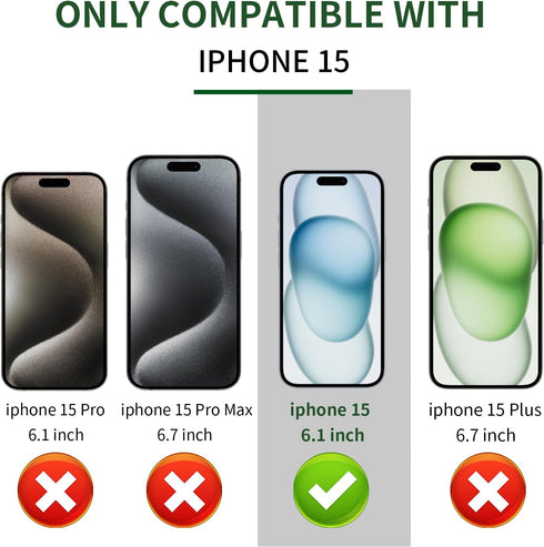 2 Pack for iPhone 15 Privacy Screen Protector Tempered Glass for 15 6.1inch Gradient Green Anti Spy Anti Blue Light Full Coverage Easy Installation Bubble Free