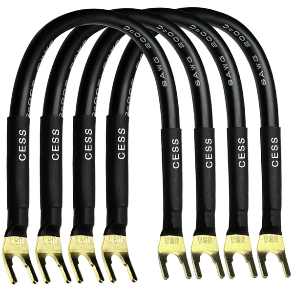 CESS-028L HiFi Premium Speaker Cable Jumpers, 8 Inches, 4 Pack (Large Fork)