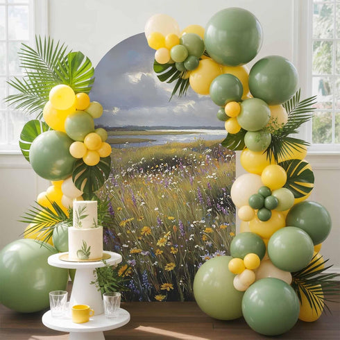 Jnbasdffb 6.6 Spring Floral Wedding Arch Cover, Stretchy Spandex Arch Backdrop Stand Covers FT, Modern Oil Painting