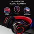 Bluetooth Over Ear Headphones, Foldable LED Stereo Headset with Built-in Microphone, Noise-Cancelling for