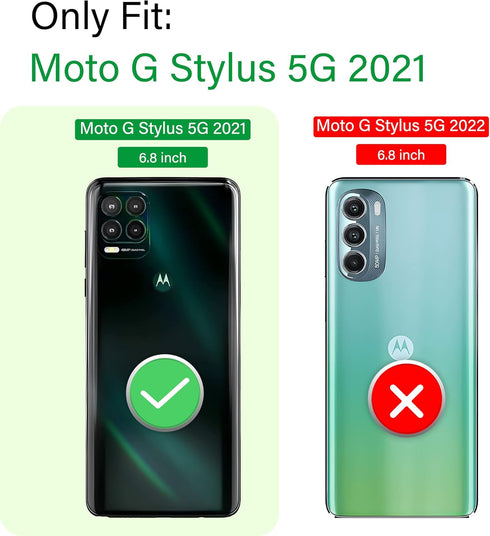 Moto G Stylus 5G (2021) Phone Case with Screen Protector, Shockproof Cover with Magnetic Kickstand Ring, Blue