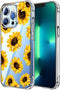 Sunflower Clear Back Case for iPhone 13 Pro Max, Floral Flexible TPU Bumper Shockproof Protective Cover, Yellow