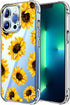 Sunflower Clear Back Case for iPhone 13 Pro Max, Floral Flexible TPU Bumper Shockproof Protective Cover, Yellow