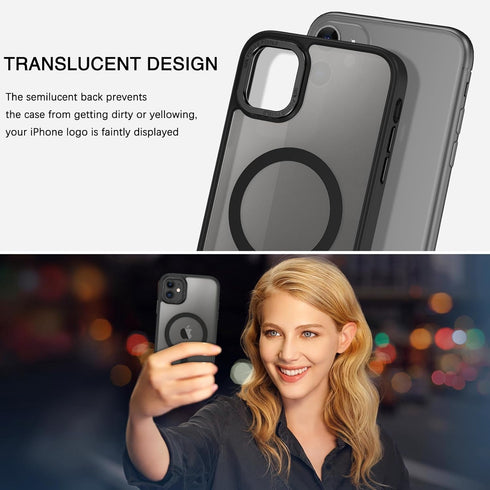 BENTOBEN iPhone 11 Case - Slim, Shockproof, Anti-Fingerprint, Translucent Matte, MagSafe Compatible, Black, 6.1’’