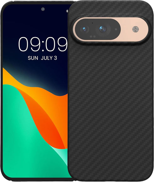 kalibri Aramid Fiber Case for Google Pixel 9 - Black Matte, Super Slim Strong Protective Phone Cover