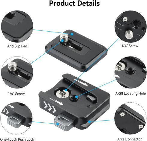 UTEBIT 38mm 1/4" 5kg, Camera Quick Release Plate, Screw Thread Quick Release System QR Plate Camera Tripod Mount