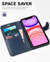 TUCCH Case Wallet for iPhone 11, PU Leather Flip Folio Case with Shockproof TPU Inner Shell, RFID Blocking, Dark Blue